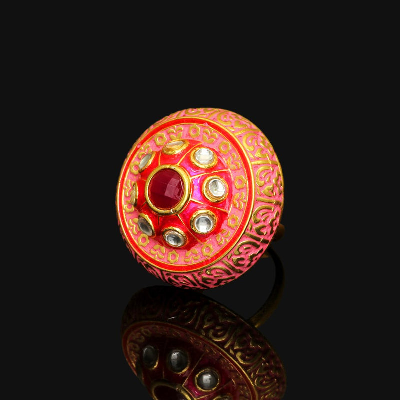 rani color kundan meena ring men  women