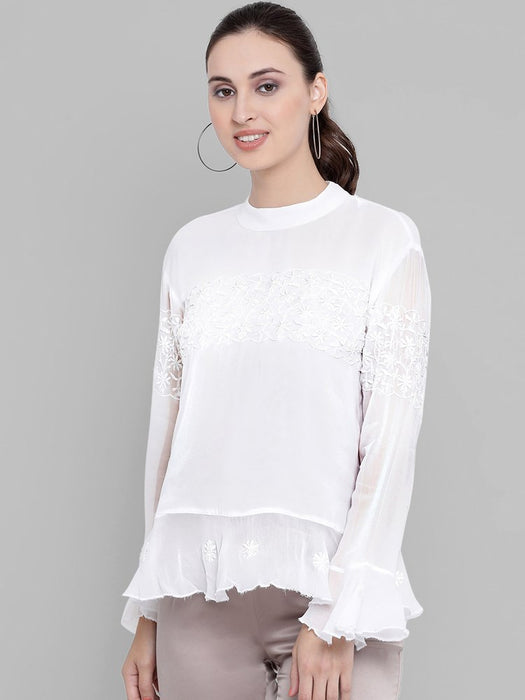 naila - smart ruffled top