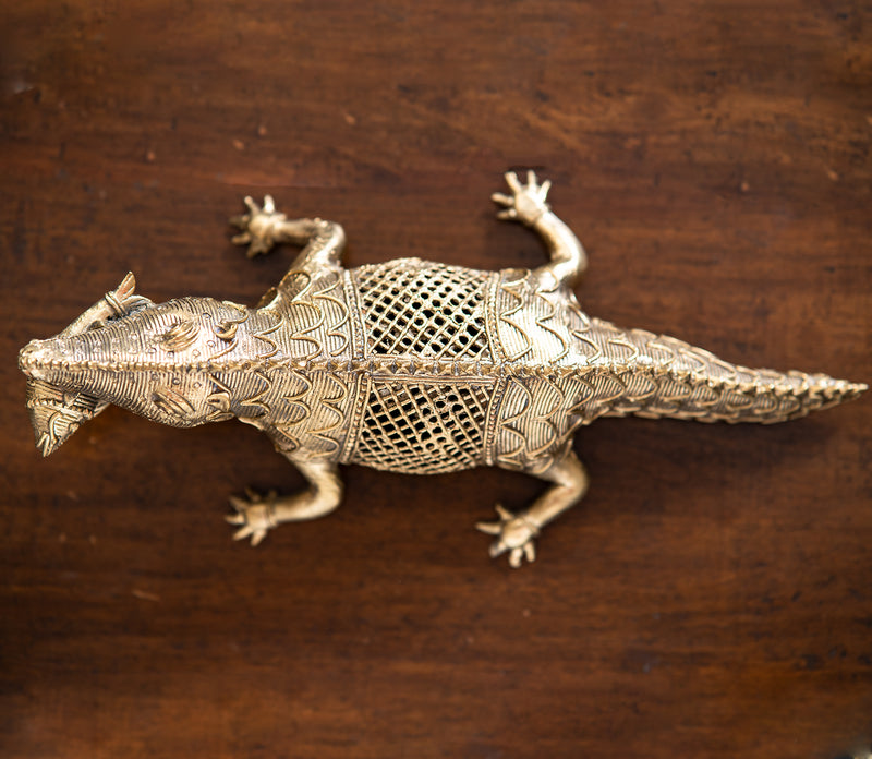 Authentic Dokra Art From Odisha - Crocodile
