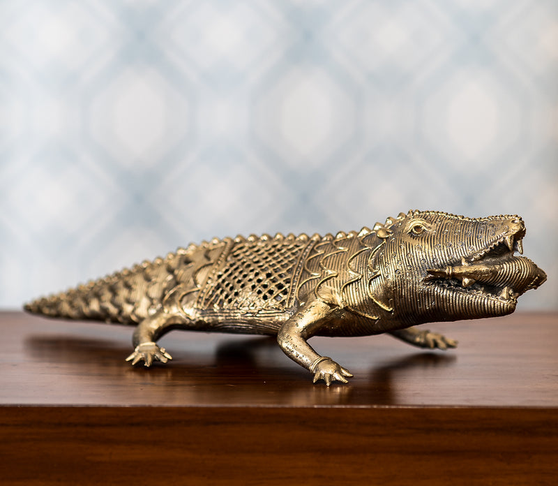 Authentic Dokra Art From Odisha - Crocodile