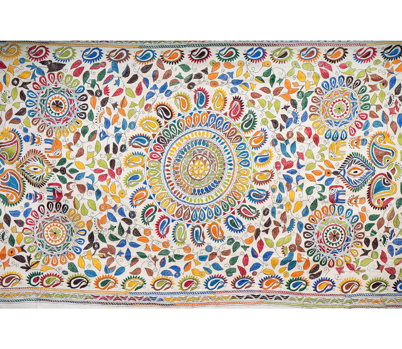 Kantha Stitched Dupatta on Tussar Base