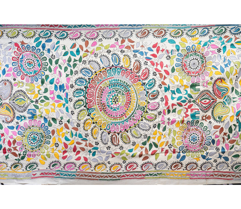 Kantha Stitched Dupatta on Tussar Base