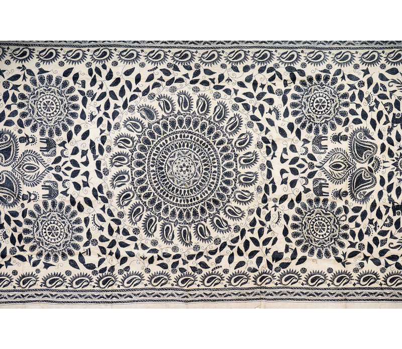 Kantha Stitched Dupatta on Tussar Base