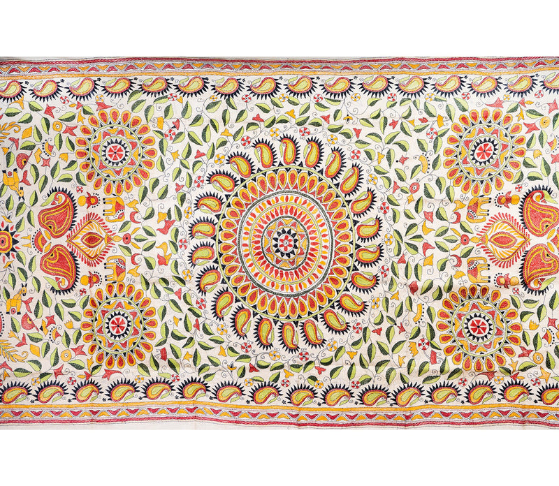 Kantha Stitched Dupatta on Tussar Base