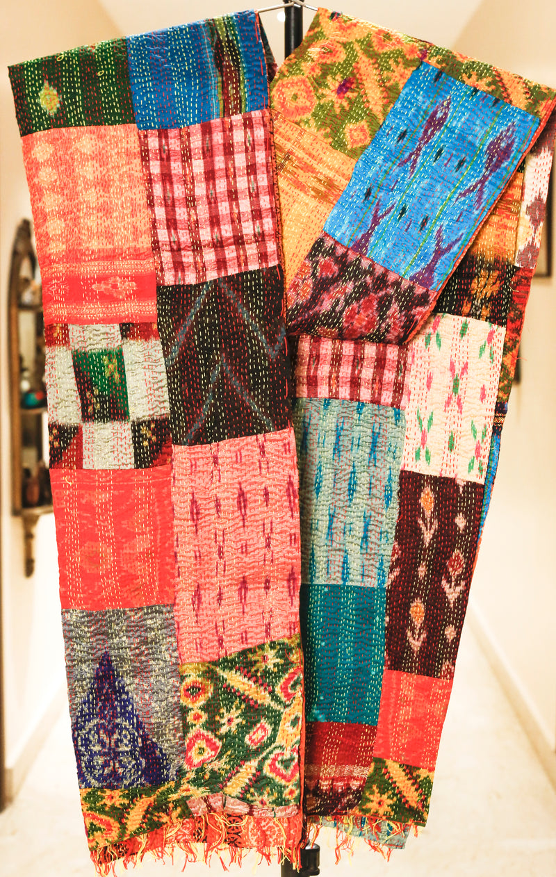 Kantha Stitched Work on Cotton Patched Stole