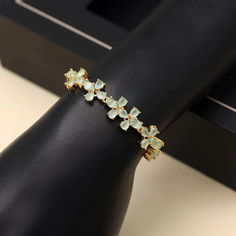 Pista Green Color American Diamond Bracelet (ADB208PGRN) - Pista Green