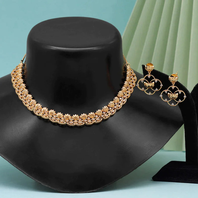 White Color American Diamond Necklace Set (CZN806WHT ) - White