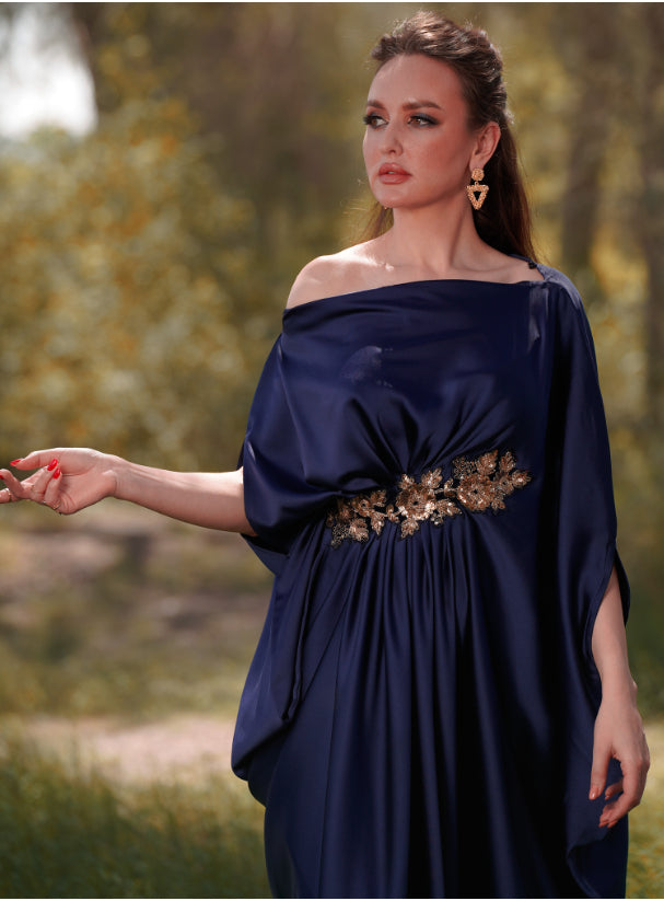 Greek Pleat Navy Blue