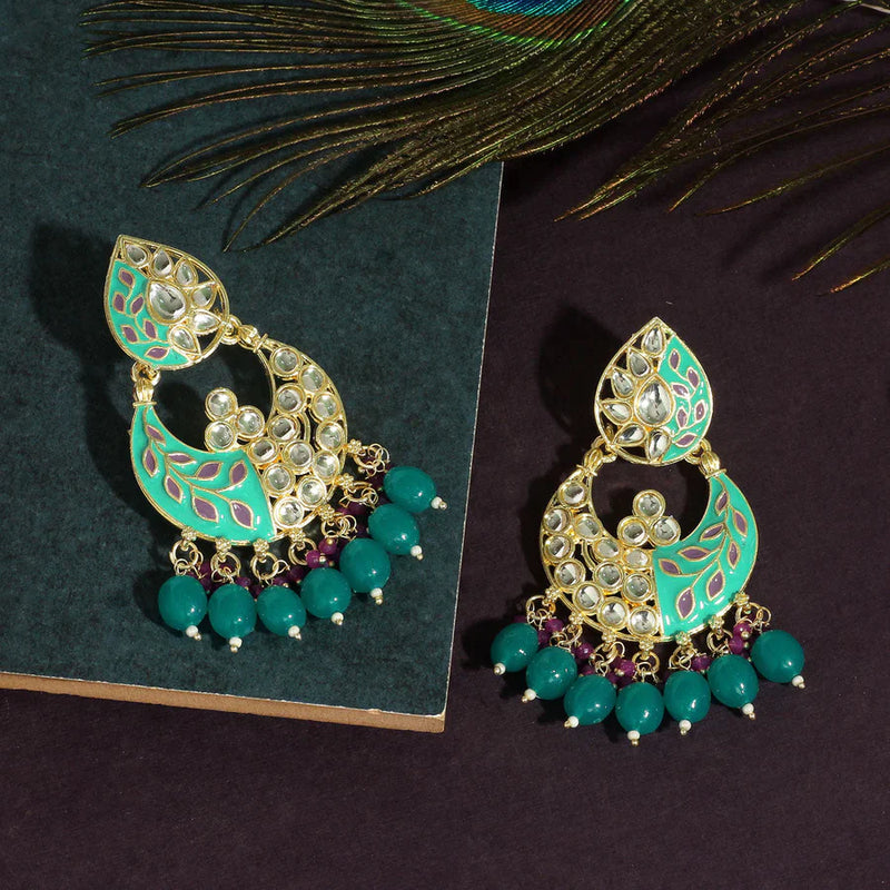 Rama Green Color Meenakari Earrings (MKE1719RGRN) - Rama Green