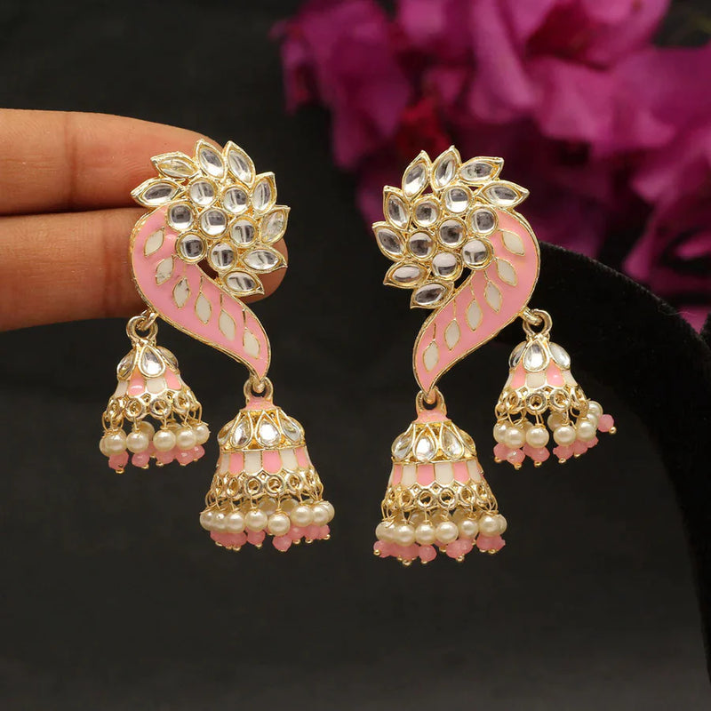 Pink Color Meenakari Earrings (MKE1761PNK) - Pink