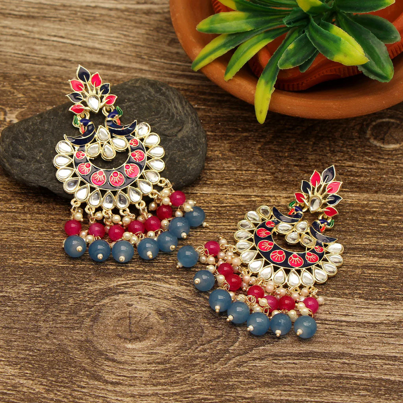 Blue Color Meenakari Earrings (MKE1785BLU) - Blue