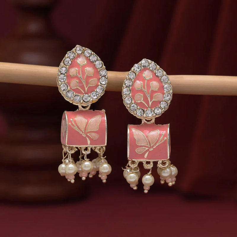 Peach Color Meenakari Earrings (MKE1888PCH) - Peach