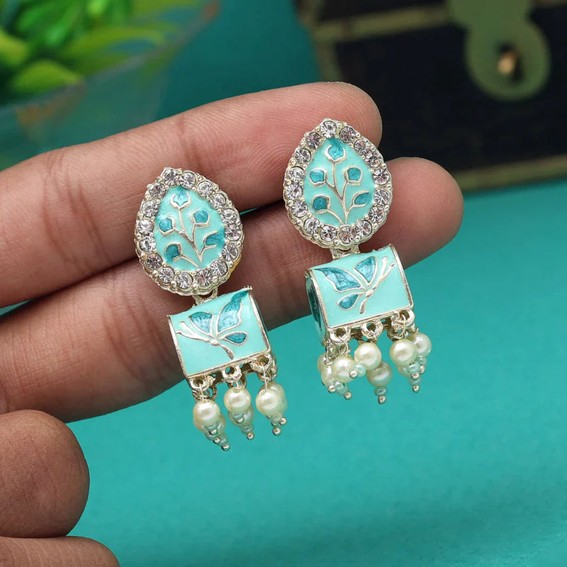 Rama Green Color Meenakari Earrings (MKE1888RGRN) - Rama Green