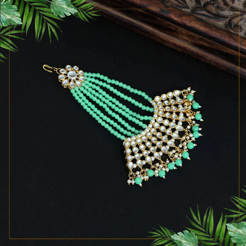 Parrot Green Color Kundan Maang Pasa (MPS145PGRN) - Green