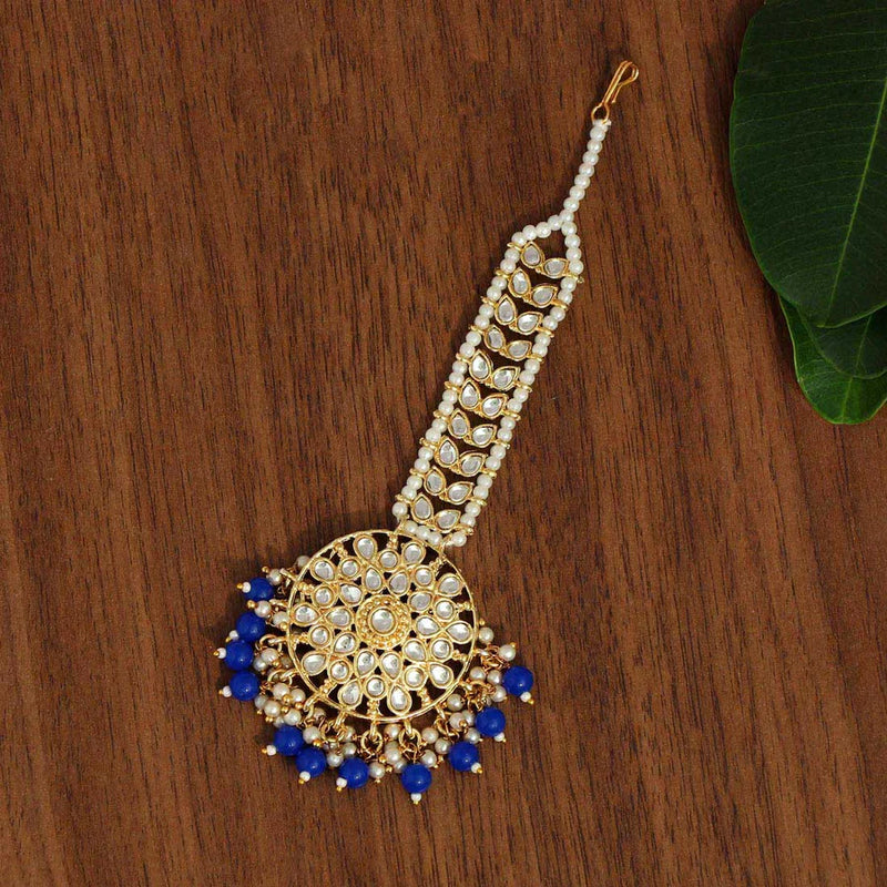 Blue Color Kundan Maang Tikka (MTK440BLU) - Blue